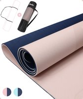 Yoga mat met Tas, Draagriem & Video Oefeningen - Yoga mat mat extra dik (6mm) met Antislip - rose