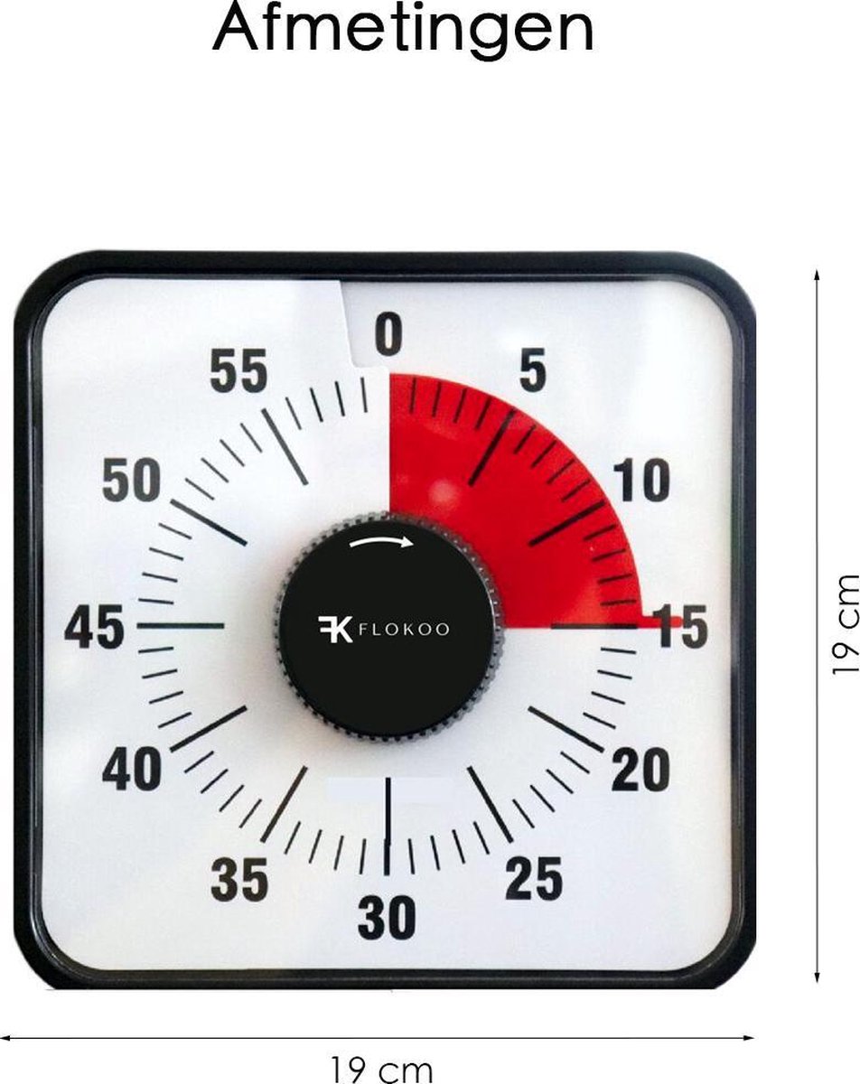 Leerklok Zwart 19cm x19 cm Hoogwaardige Leerklok voor Kinderen