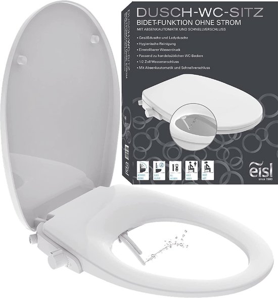 EISL Bidet Douche WC-zitting Opzetstuk - Soft Close - Afklikbaar, wit