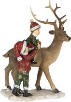 Clayre & Eef Beeld Kinderen 22 cm Bruin Rood Polyresin Kerstdecoratie