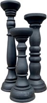 Obi - Kandelaar / Kaarsenhouder Zwart Set van 3 ( S / M / L )
