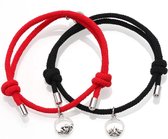 Armband set met magneet - Koppel armband - Zwart-Rood - Armband dames - Armband heren - Romantisch cadeau - Vriendschap armband