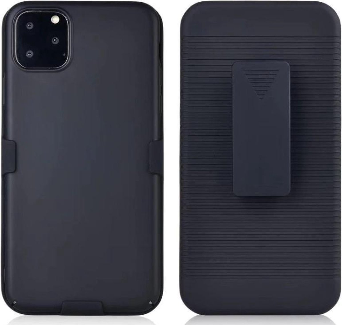 Telefoonhoes - iPhone 11 - hard case sport - met clip en stand - zwart