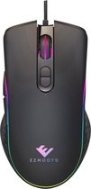 EZMOOYD Gaming Muis met RGB LED Verlichting - 1000 t/m 6400 DPI - 7 Knoppen - Bedraad - Zwart