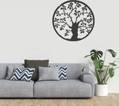 Grote levensboom wanddecoratie - Metaal gepoedercoat - groot 75cm - zwart