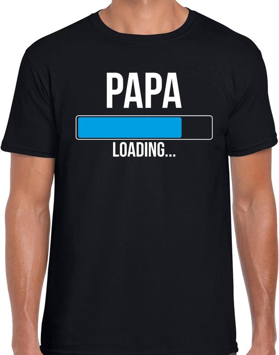 Papa loading t-shirt - zwart - voor heren - Cadeau aanstaande vader - papa - zwanger - in verwachting - aankondiging L