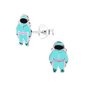 Joy|S - Zilveren astronaut oorbellen