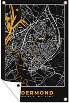 Tuindecoratie Stadskaart - Roermond - Goud - Zwart - 40x60 cm - Tuinposter - Plattegrond - Tuindoek - Buitenposter