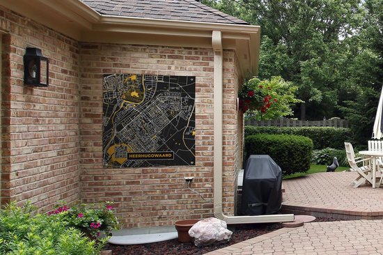 Tissu de jardin Plan de la ville - Heerhugowaard - Or - Zwart - 100x100 cm - Carte