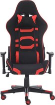 Frisson life Ergonomische Gamingstoel - Bureaustoel - Hoogte Verstelbaar - Wieltjes - Armleuning - rood en zwart stof