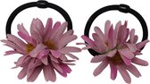 Jessidress® Elastieken Haarelastieken met Haarbloem Dames Elastiekjes - Roze