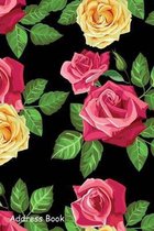 Address Book: For Contacts, Addresses, Phone, Email, Note, Emergency Contacts, Alphabetical Index With Red Rose Flower Seamless Patt