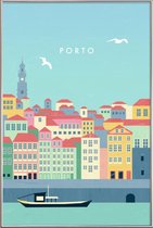 JUNIQE - Poster met kunststof lijst Porto - retro -30x45 /Kleurrijk