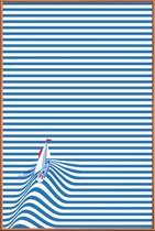 JUNIQE - Poster met kunststof lijst Sail Away -13x18 /Blauw & Wit