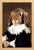 JUNIQE - Poster in houten lijst Miss Bunny – Aristocratisch Konijn