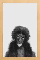 JUNIQE - Poster met houten lijst Bonobo Classic -13x18 /Wit & Zwart