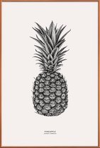 JUNIQE - Poster met kunststof lijst Pineapple -40x60 /Grijs & Ivoor