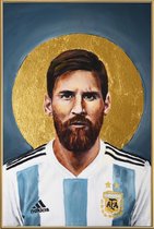 JUNIQE - Poster met kunststof lijst Football Icon - Lionel Messi