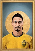 JUNIQE - Poster met houten lijst Football Icon - Zlatan Ibrahimovic