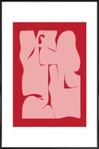 JUNIQE - Poster in kunststof lijst Abstracte -30x45 /Rood & Roze