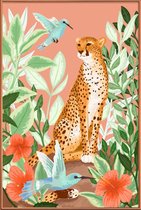 JUNIQE - Poster met kunststof lijst Tropic Cheetah -30x45 /Groen &