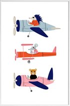 JUNIQE - Poster met kunststof lijst Aeroplane Race -13x18 /Grijs