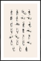 JUNIQE - Poster met kunststof lijst Vintage Sign Language Chart -13x18