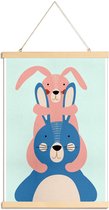 JUNIQE - Posterhanger Bunny Rabbits -20x30 /Kleurrijk