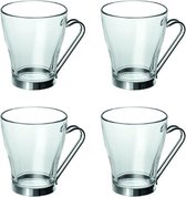 Orange85 Theeglazen - 245 ml - Set van 4 - met RVS Handvat - Transparant