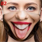 Grappig vrouw met uitgestoken tong - tongue - herbruikbare mondkapjes - mondmaskers - wasbaar - niet medisch mondmasker - polyester - geschikt voor ov - herbruikbaar - reusable - w