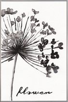JUNIQE - Poster met kunststof lijst Flower -30x45 /Wit & Zwart