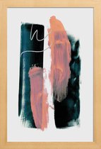 JUNIQE - Poster met houten lijst Abstract Brush Strokes 3X -13x18