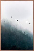 JUNIQE - Poster met kunststof lijst Foggy Morning 4 -30x45 /Groen