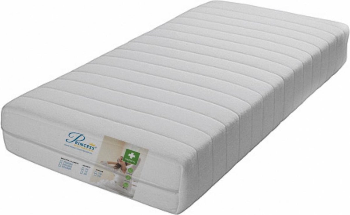 Princessmatrassen Princess Kindermatras HR40 Koudschuim -90x200x20-cm- Anti-allergische wasbare hoes met rits Wit