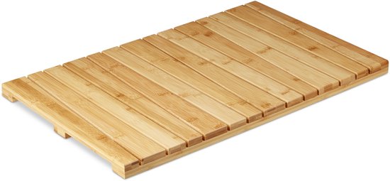 badmat bamboe - antislip - hygiënisch - vochtbestendig - 40 x 65 cm - natuur