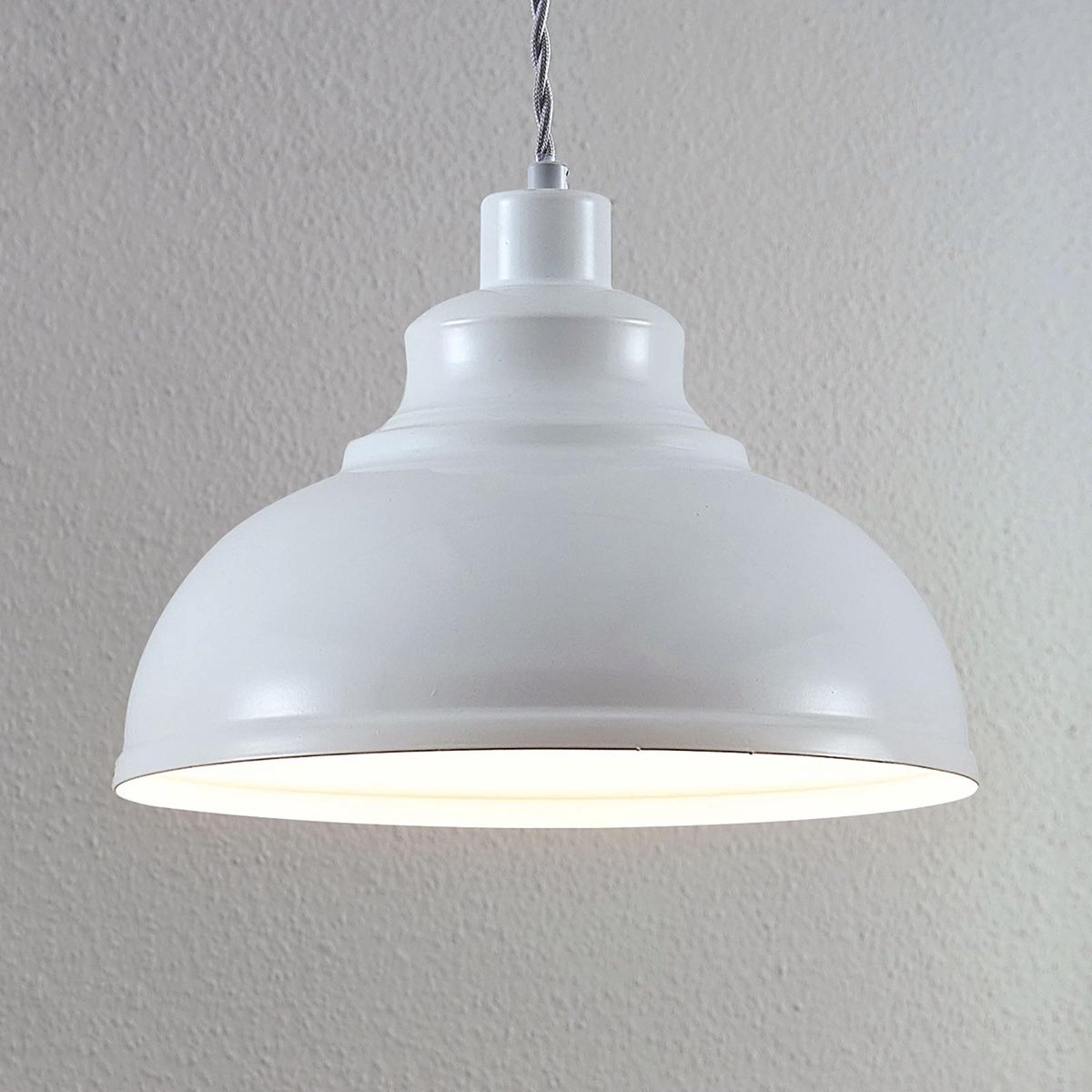 Lindby - hanglamp - 1licht - metaal - H: 19.7 cm - E27 - wit