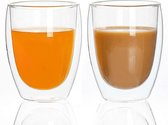 Dubbelwandig Glas Espressokopjes of Theeglas- 350 ml - 2 stuks