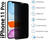 privacy screenprotector iphone 11 Pro -Beschermglas - 9H Glas - Zwarte Rand-Full Cover