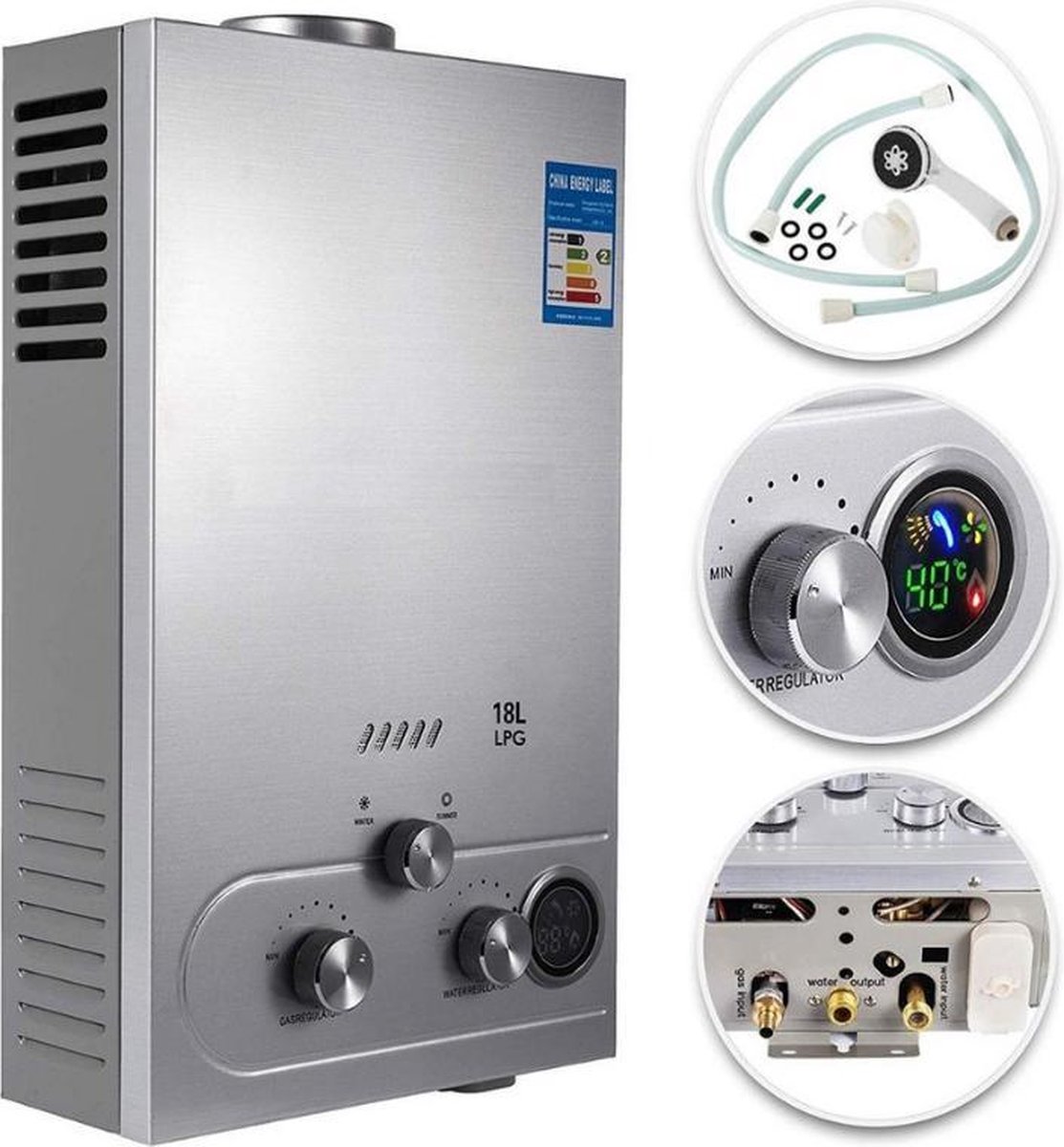 Dexters Propaan / LPG Geiser 12 Liter / minuut Boiler - Incl Douche