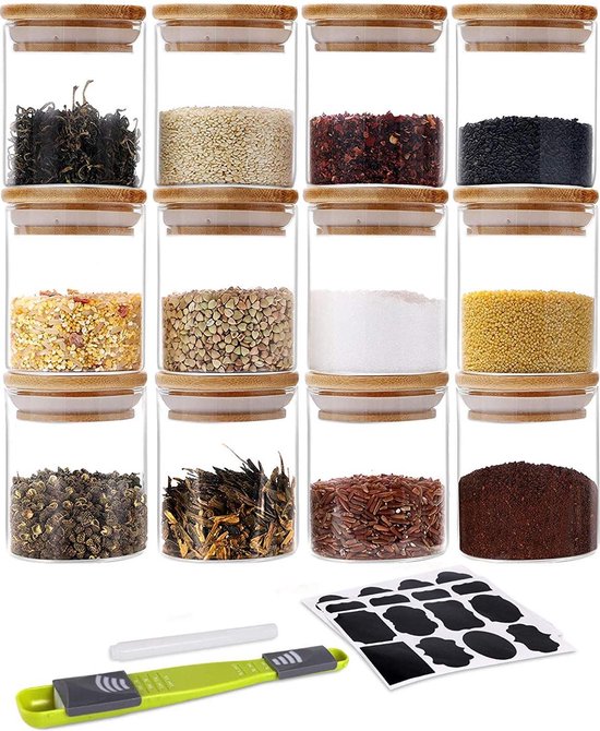 gouveo set van 12 500 ml ronde glazen potten van borosilicaatglas met gouveo set van 12 500 ml ronde glazen potten van borosilicaatglas met