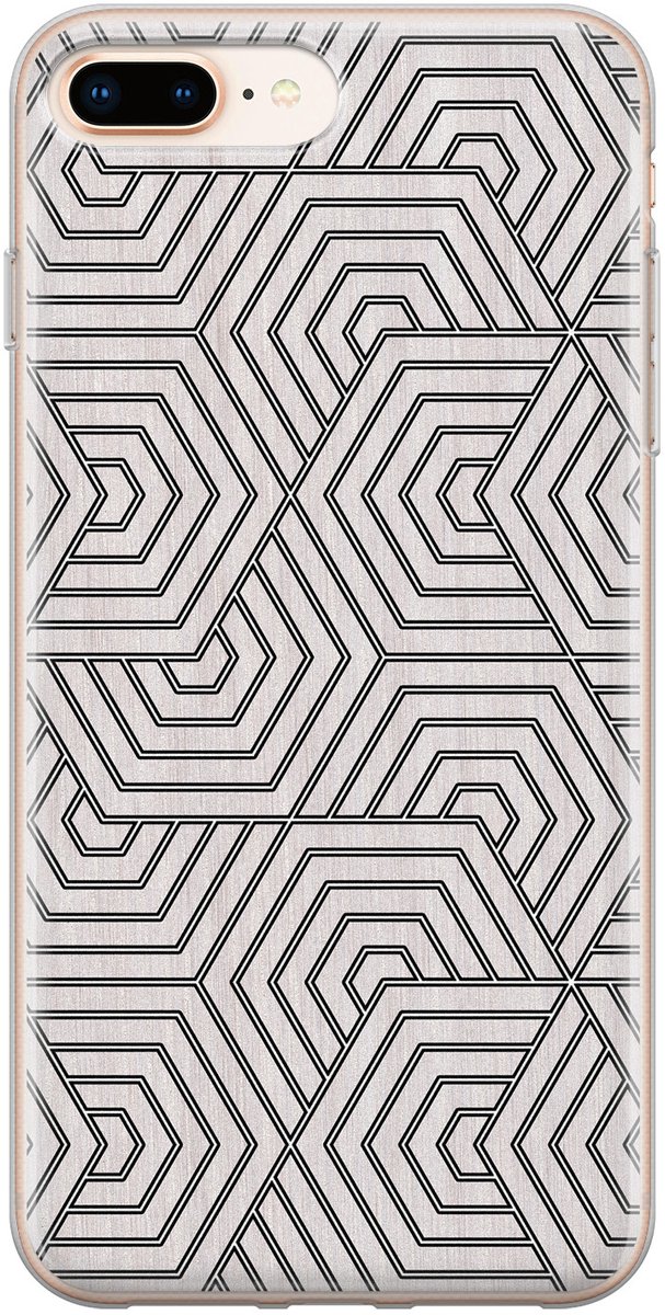 Leuke Telefoonhoesjes - Geschikt voor iPhone 8 Plus - Geometrisch - Soft case - TPU - Grijs