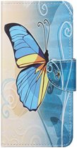 Samsung Galaxy S21 FE Hoesje Portemonnee Vlinder Print Blue