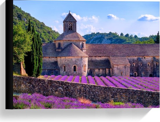 Toile - Monastère de Sénanque avec Lavande - Sud de la France - Peinture Photo sur Toile 40x30cm (Décoration murale sur Toile)