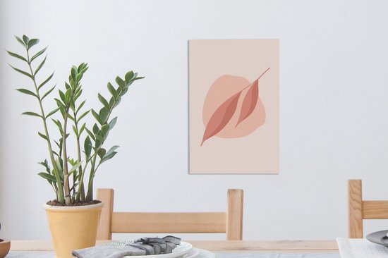 Peintures sur toile - Illustration abstraite d'une feuille rose - 20x30 cm - Décoration murale