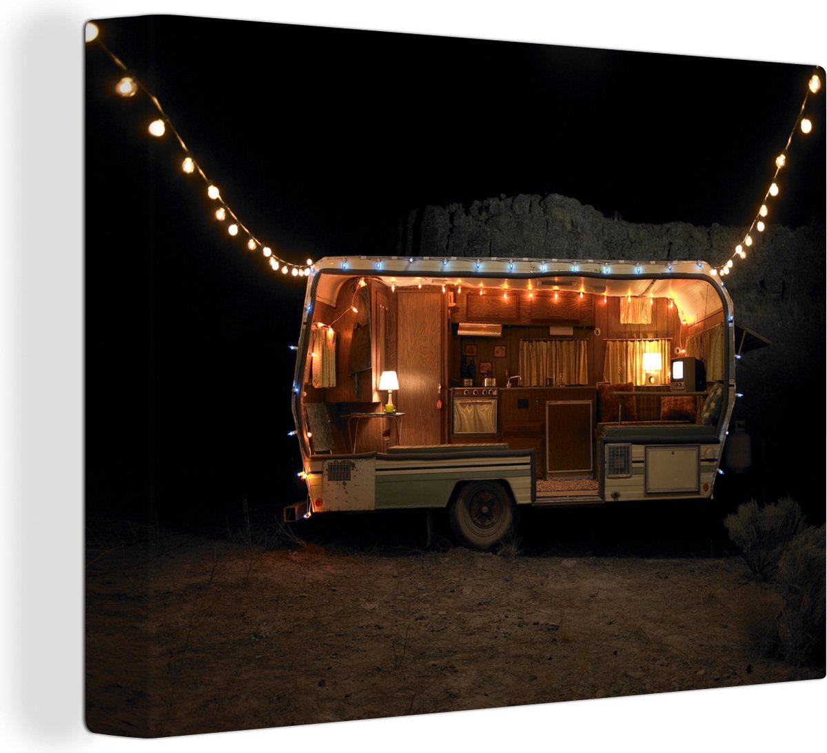 Une caravane avec éclairage 160x120 cm - Tirage photo sur toile