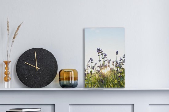 Gros plan de lavande au coucher du soleil 20x30 cm - petit - Tirage photo sur toile (Décoration murale salon / chambre) / Peintures Fleurs sur toile