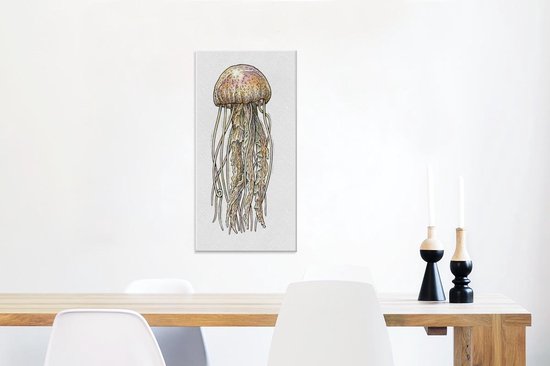Une illustration réaliste d'une toile de méduse 40x80 cm - Tirage photo sur toile (Décoration murale salon / chambre) / Peintures sur toile pour Animaux domestiques