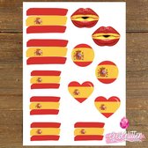 GetGlitterBaby - Plak Tattoos Voetbal / Tijdelijke Tattoo Sticker / Nep Tatoeage / Gezicht en Lichaam Schmink Versiering - Spanje / Spaanse Vlag / Spain