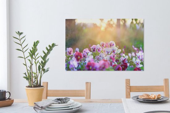 Tableaux - Coucher de soleil sur un champ de violettes - Peintures cm - Décoration murale