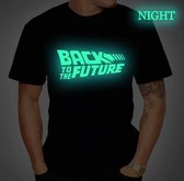 Zwart T shirt met  " Back to the Future " Glow in the Dark print Groen size M